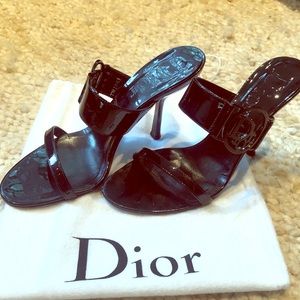 Christian dior patent leather mules